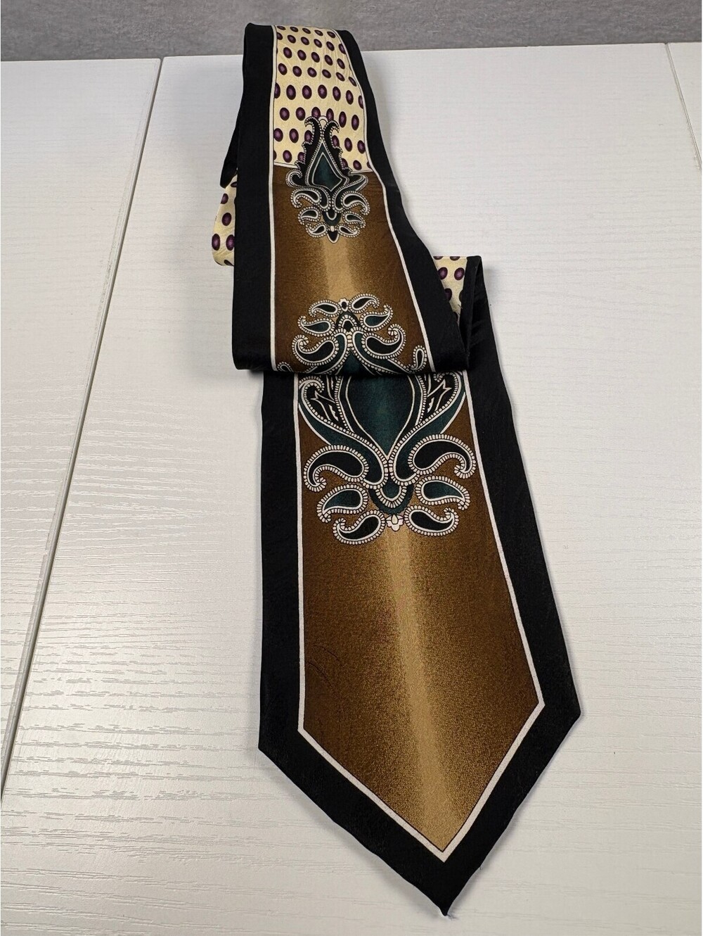 Bello Uomo 100% Silk Brown and Black Patterned Tie